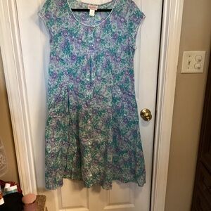 Floral Womens A Line Dress in Green and Purple NWOT
